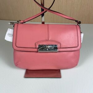 Coach Kristin Leather Flap Crossbody SV/Rose Pink F48986 Silver hardware